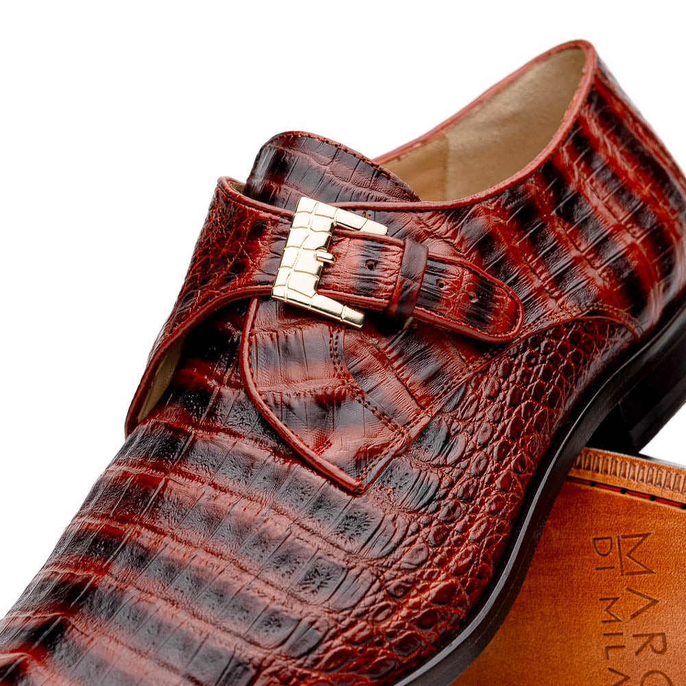 Marco Di Milano Rovigo Caiman Crocodile Monk Strap Cognac