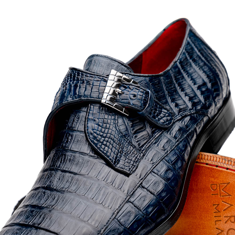 Marco Di Milano Rovigo Caiman Crocodile Monk Strap Navy