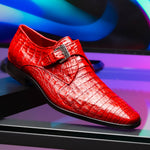 Marco Di Milano Rovigo Caiman Crocodile Monk Strap Red