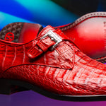 Marco Di Milano Rovigo Caiman Crocodile Monk Strap Red