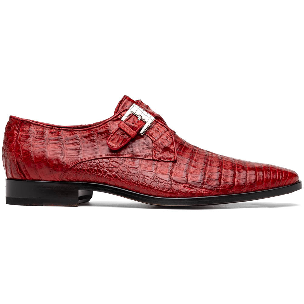Marco Di Milano Rovigo Caiman Crocodile Monk Strap Red