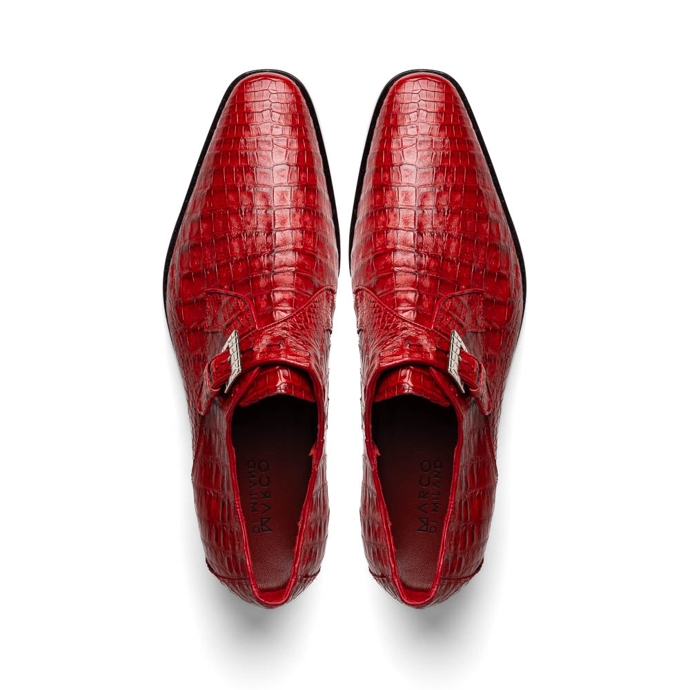 Marco Di Milano Rovigo Caiman Crocodile Monk Strap Red
