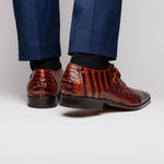 Marco Di Milano Rovigo Caiman Crocodile Monk Strap Cognac