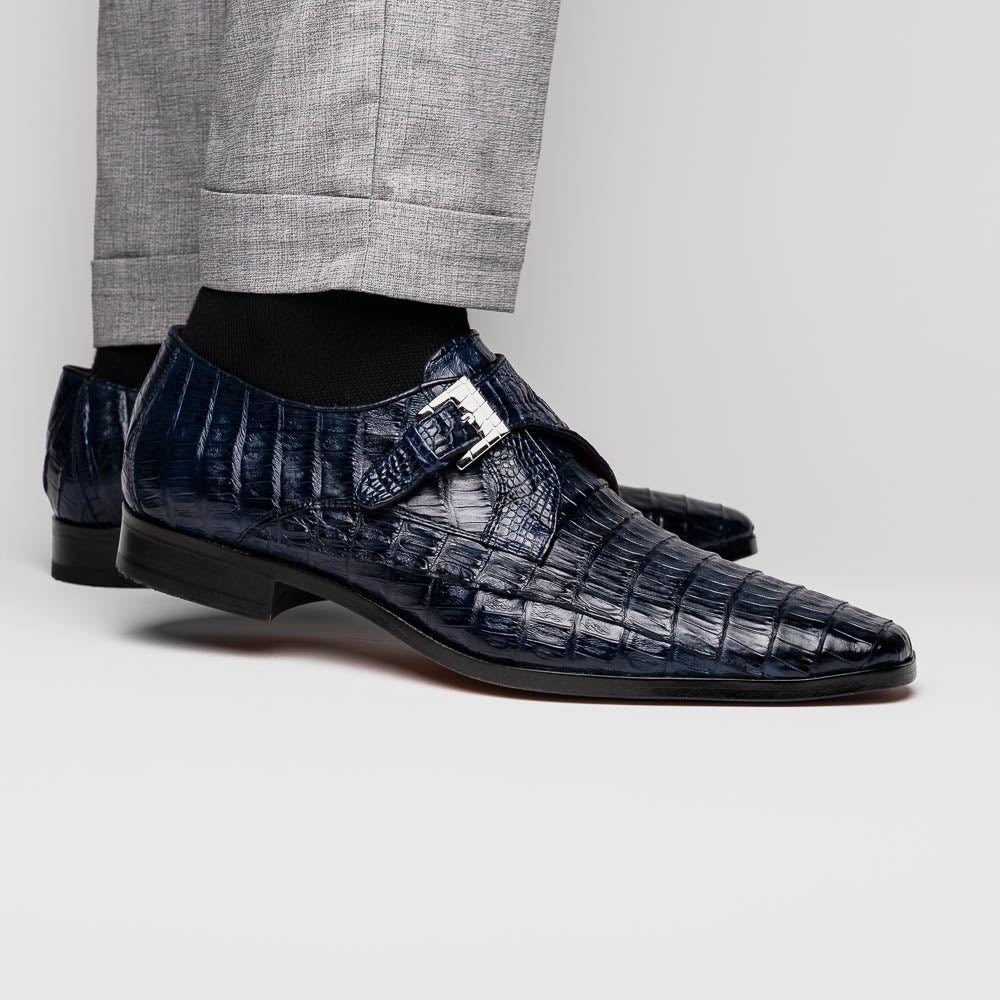 Marco Di Milano Rovigo Caiman Crocodile Monk Strap Navy