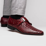 Marco Di Milano Luigi Caiman Crocodile Monk Strap Wine