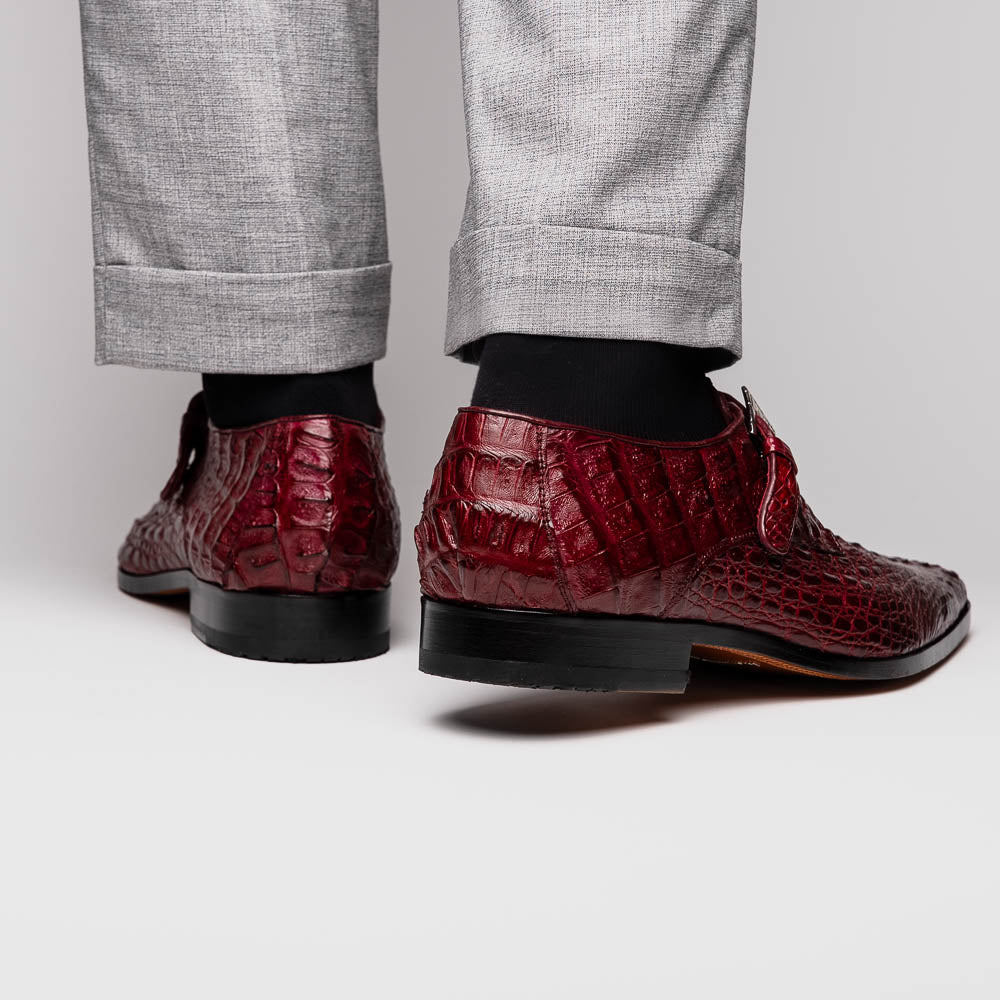 Marco Di Milano Luigi Caiman Crocodile Monk Strap Wine