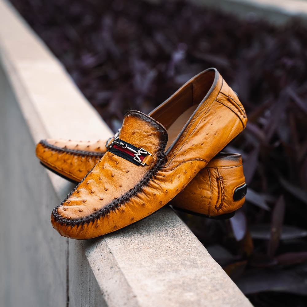Mezlan Ostrich Driving Shoe Camel (EXCLUSIVE) (RX7041-S)