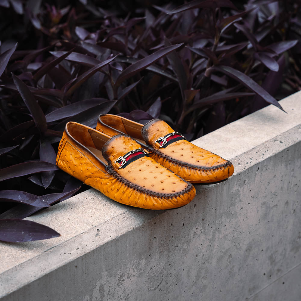 Mezlan Ostrich Driving Shoe Camel (EXCLUSIVE) (RX7041-S)