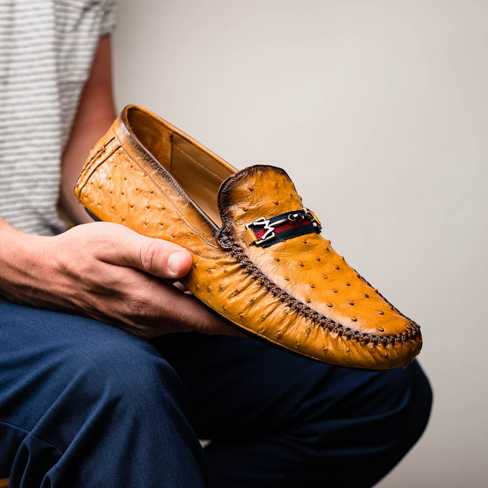 Mezlan Ostrich Driving Shoe Camel (EXCLUSIVE) (RX7041-S)