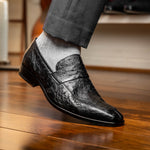 Marco Di Milano Salvatore Ostrich Penny Loafer Black