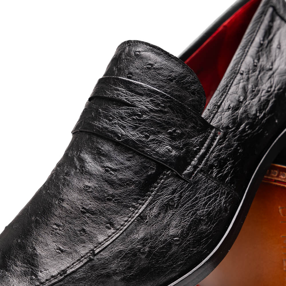 Marco Di Milano Salvatore Ostrich Penny Loafer Black
