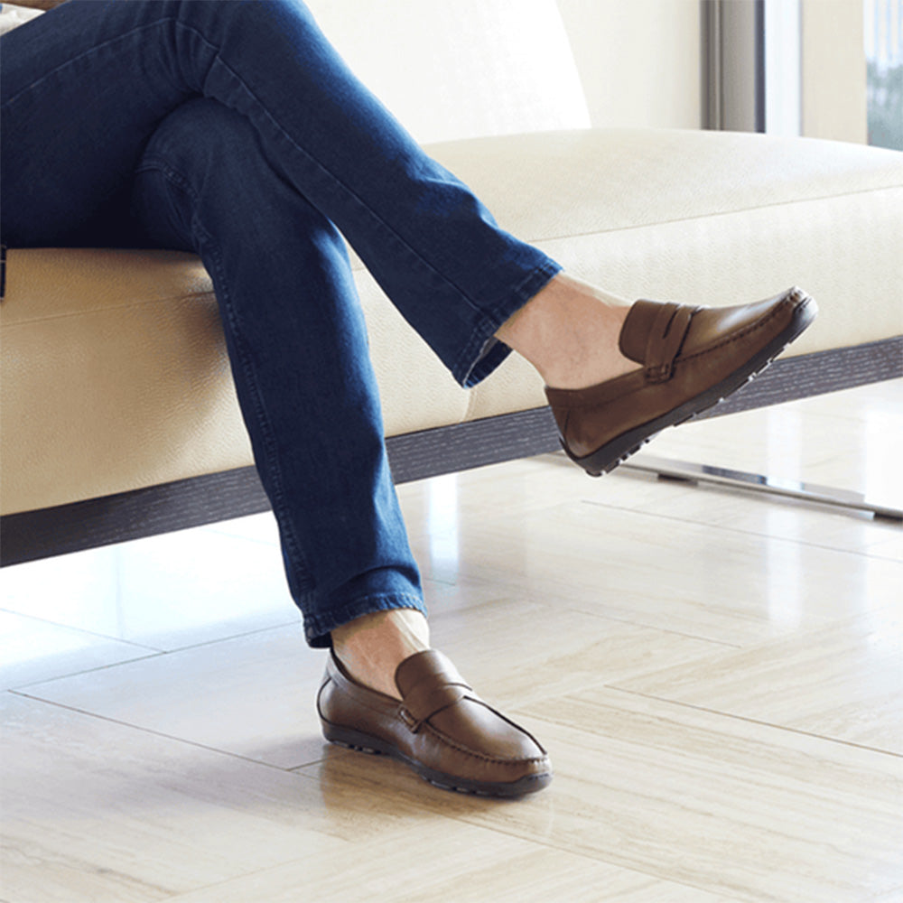 Samuel Hubbard Free Spirit for Him Leather Drivers Brown