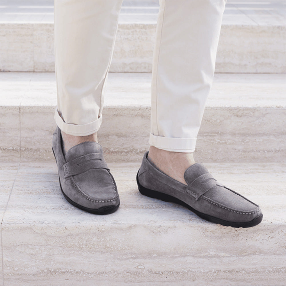 Samuel Hubbard Free Spirit for Him Suede Drivers Gray
