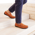 Samuel Hubbard Free Spirit for Him Suede Drivers Tumbled Tan
