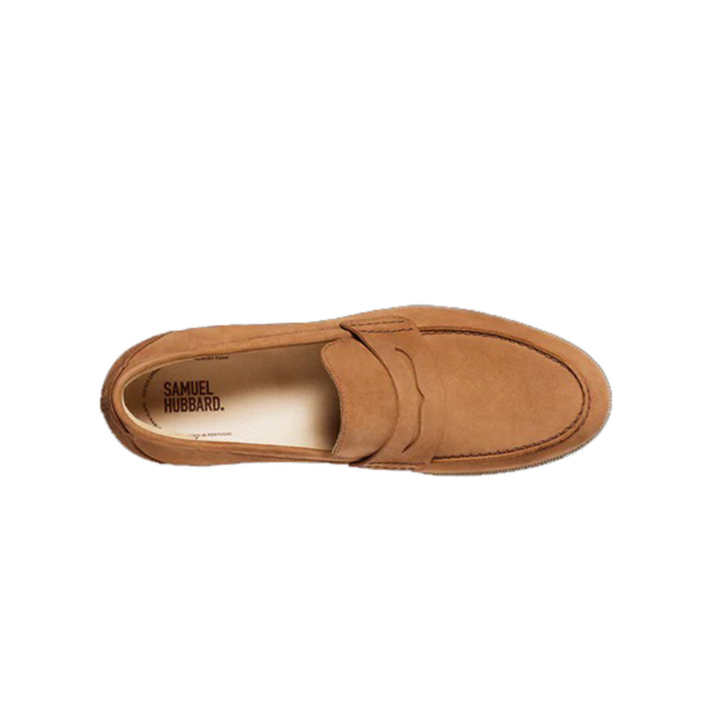 Samuel Hubbard Men's Tailored Traveler Suede Penny Loafers Cognac