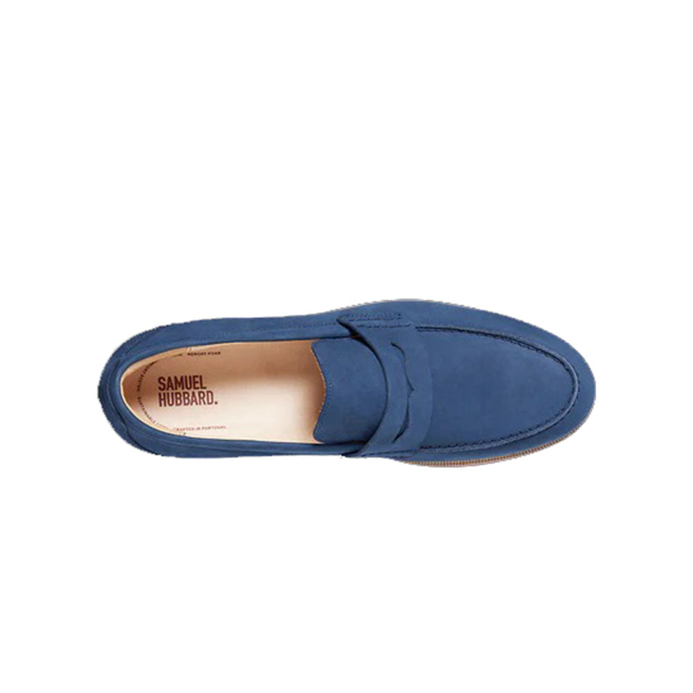 Samuel Hubbard Men's Tailored Traveler Suede Penny Loafers Navy