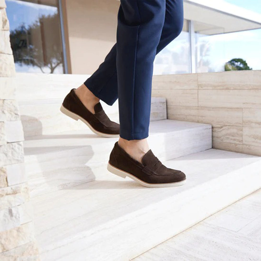 Samuel Hubbard Men's Tailored Traveler Suede Penny Loafers Navy