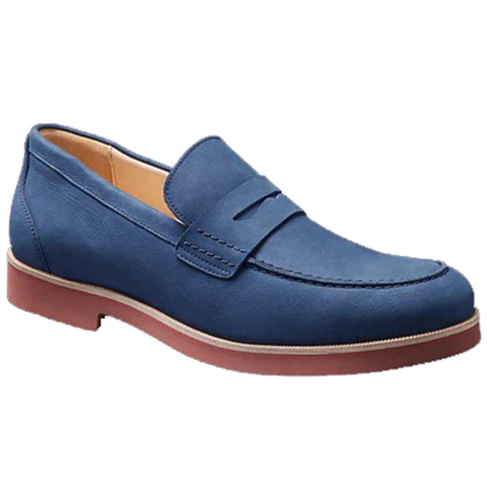 Samuel Hubbard Men's Tailored Traveler Suede Penny Loafers Navy