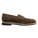 Santoni 11429 Suede Penny Loafers Brown