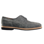Santoni 11430 Suede Medallion Toe Wingtip Shoes Taupe