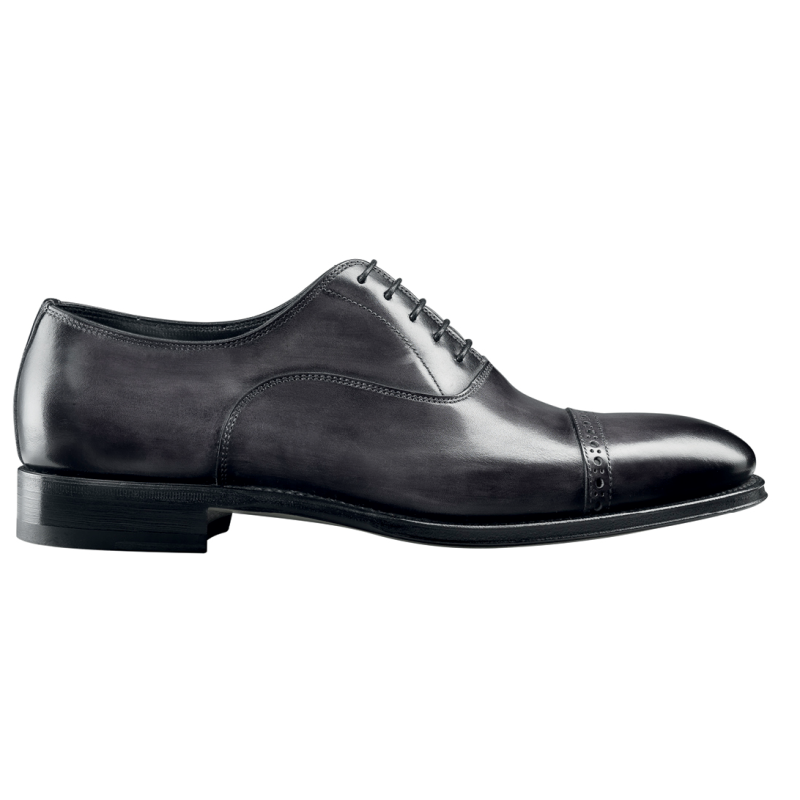 Santoni 2153 Hand Antiqued Cap Toe Bal Oxford Smoke