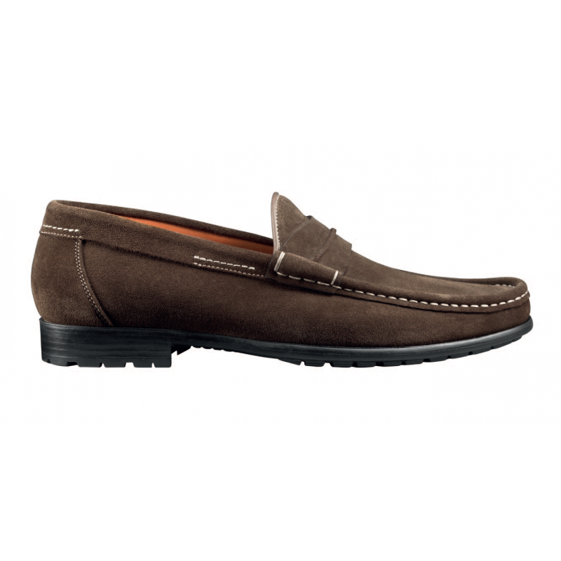 Santoni Aaron Suede Penny Loafers Brown