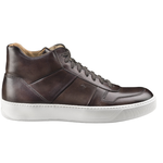 Santoni Ash TQ3 Calfskin High Top Sneakers Dark Brown