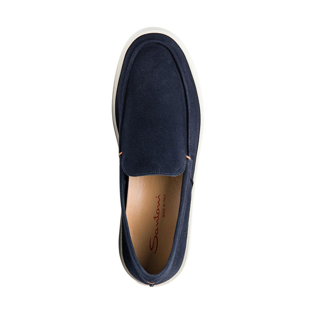Santoni Backdrop Eco-Friendly Suede Loafers Blue