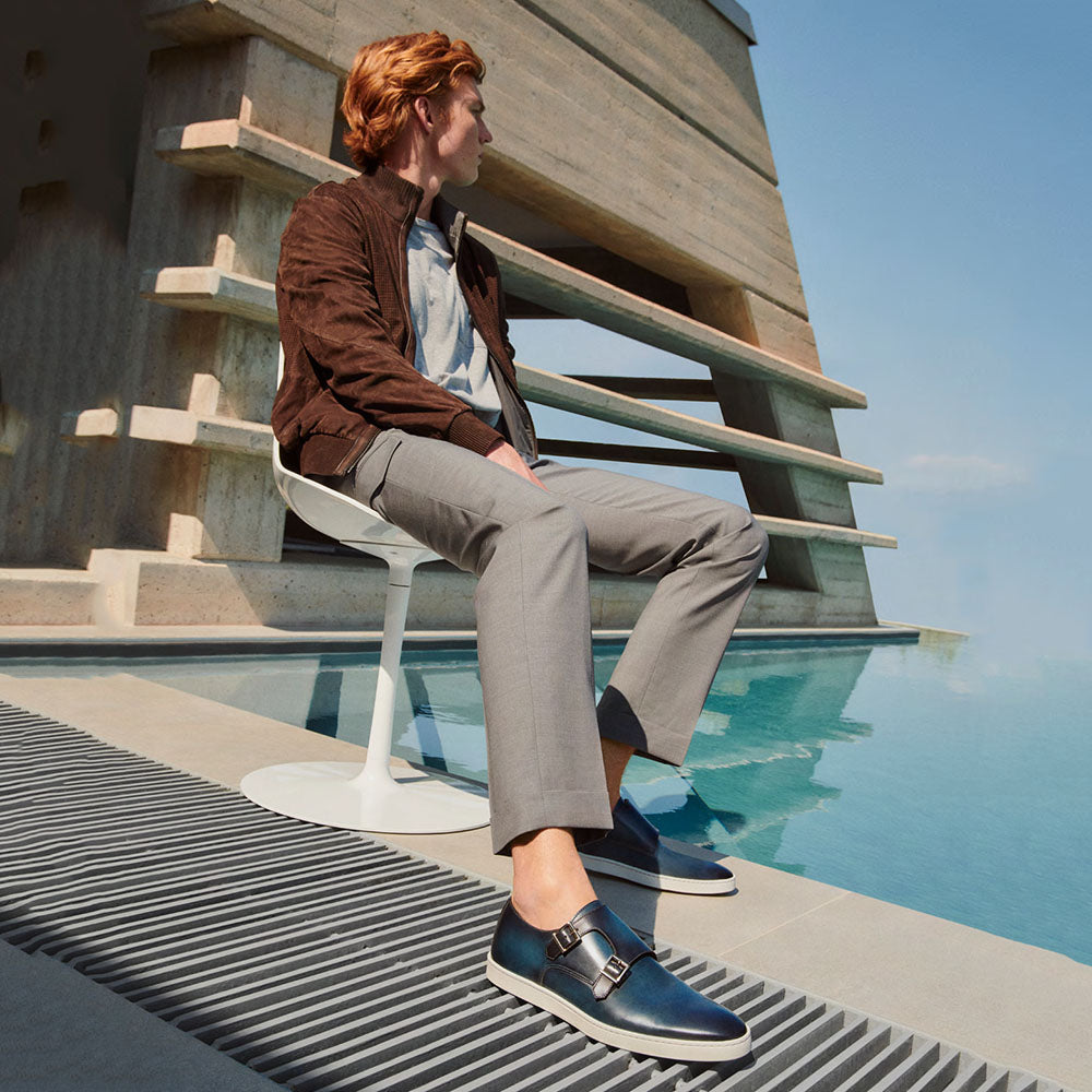 Santoni Bankable Calfskin Dress Sneakers Blue
