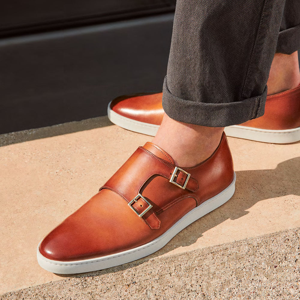 Santoni Bankable Calfskin Dress Sneakers Light Brown
