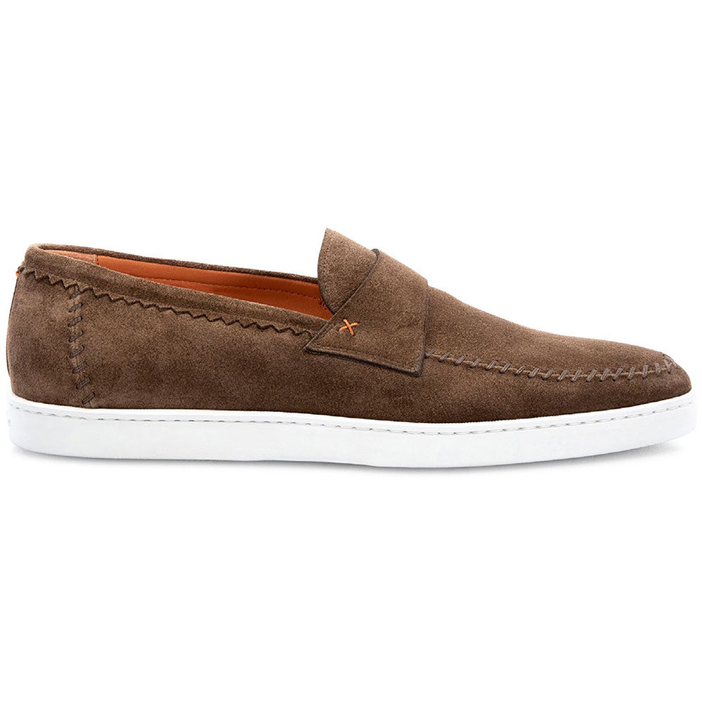 Santoni Banker Suede Loafers Brown