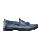 Santoni Barnes D Deerskin Tassel Loafers Blue