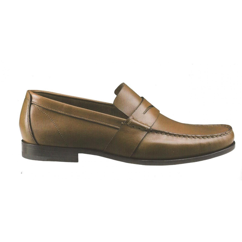 Santoni Barth Hand Antiqued Penny Loafers Tan