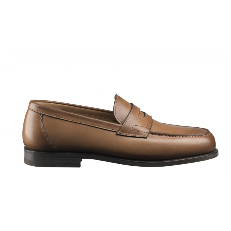 Santoni Beamon Goodyear Welted Penny Loafers Tan
