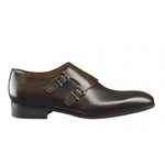 Santoni Belden Double Monk Strap Shoes Dark Brown