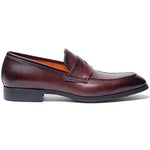 Santoni Blooming Calfskin Penny Loafers Brown