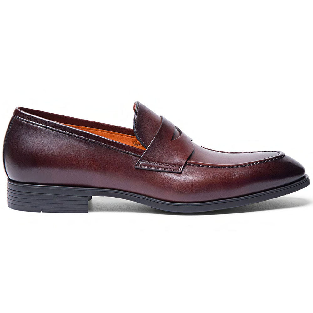 Santoni Blooming Calfskin Penny Loafers Brown