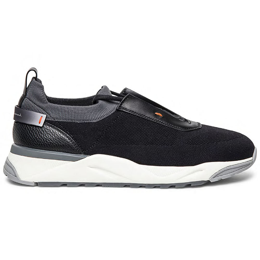 Santoni Boar Stretch Fabric Sneakers Black