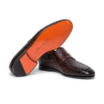 Santoni Boundary Woven Penny Loafers Dark Brown