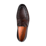 Santoni Boundary Woven Penny Loafers Dark Brown
