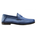 Santoni Brock D Deerskin Penny Loafers Blue
