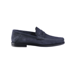 Santoni Brock FS6 Suede Penny Loafers Blue