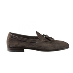 Santoni Burnett Suede Tassel Loafers Dark Brown