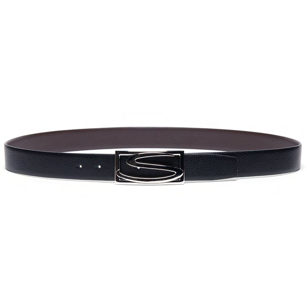 Santoni Calfskin Belt Black / Dark Brown