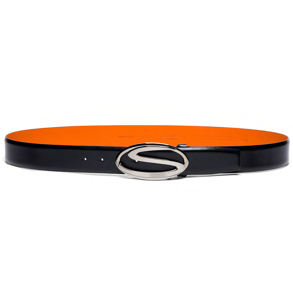 Santoni Calfskin Belt Black