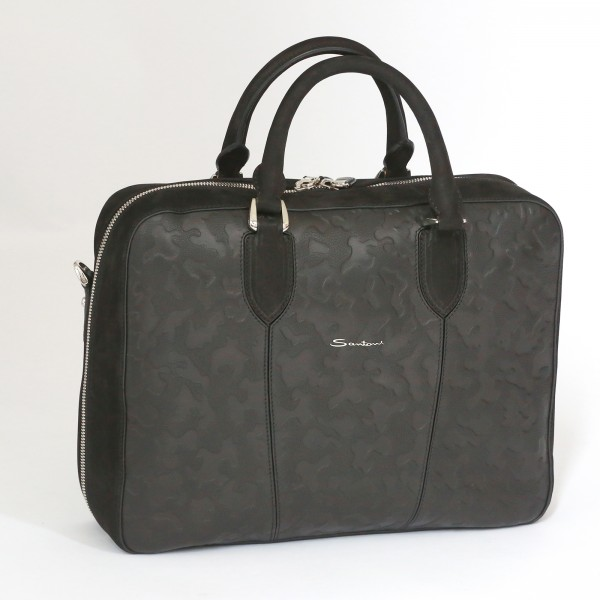 Santoni Camoflauge Embossed Leather Briefase