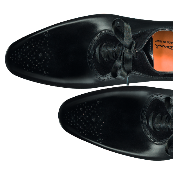 Santoni Canton VS1 Medallion Toe Oxfords Black