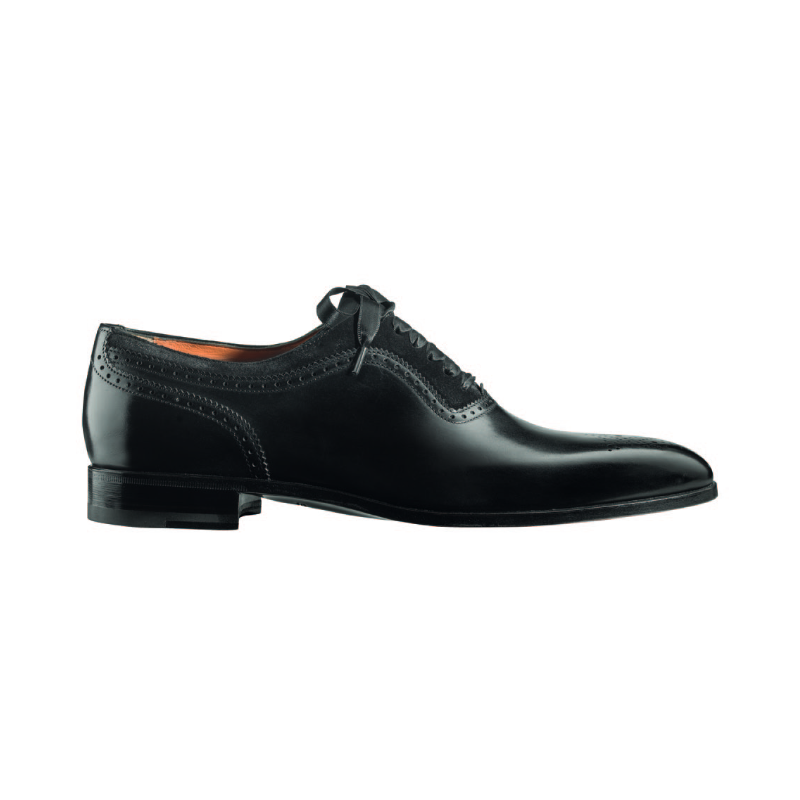 Santoni Canton VS1 Medallion Toe Oxfords Black
