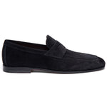 Santoni CARLOS-P-EAAN01 Suede Penny Loafer Black