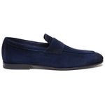 Santoni CARLOS-P-EAAU60 Suede Penny Loafer Blue